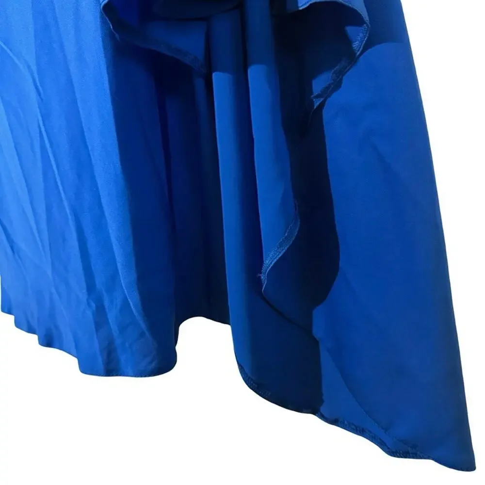 Asos Low Strappy Back Long Flare Sleeve Mini Blue Party cocktail Evening Dress 8